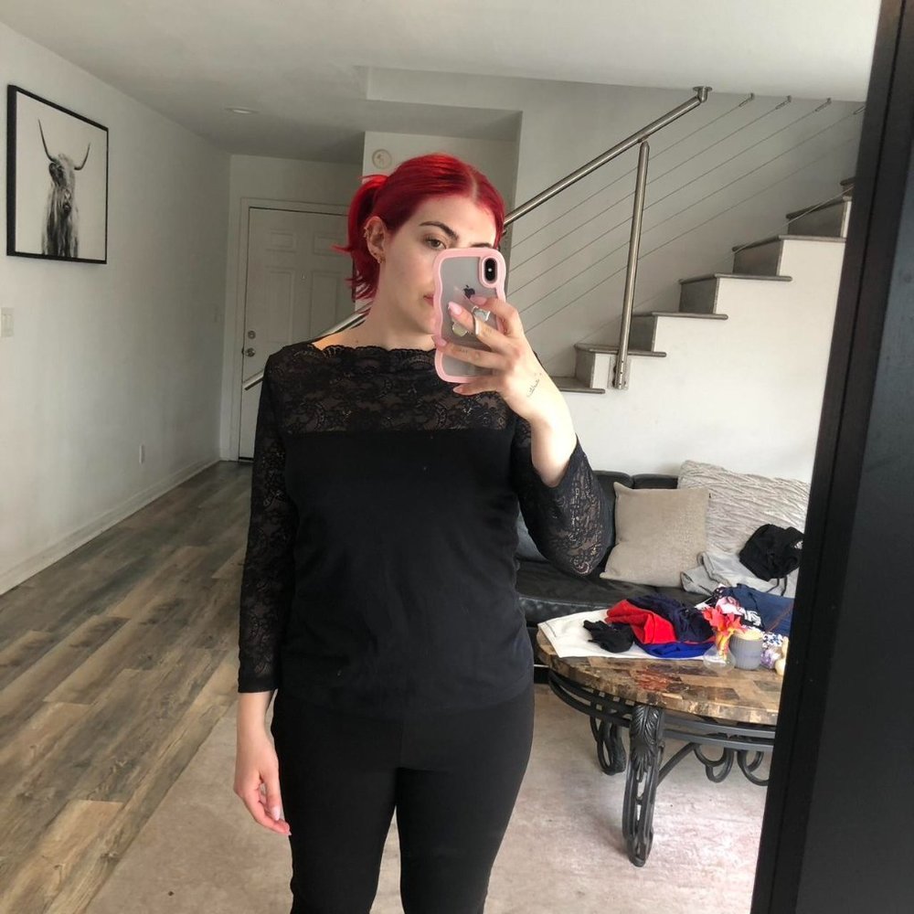 Escada Black Lace Long Sleeve Shirt Size M